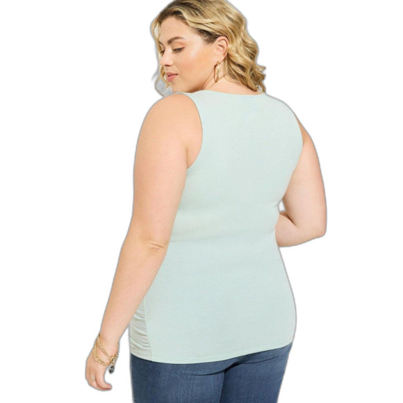 Torrid NWTB Harbor Gray Studio Tissue Jersey Surplice Tank Plus size 3x 22 24 - Picture 3 of 5
